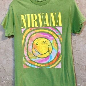 Nirvana Women's Short-Sleeve Dazed Smile Graphic T-Shirt Small